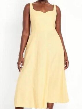 Fit & Flare Sleeveless Linen-Blend Midi
Dress